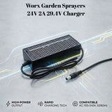 Worx 24V Garden Sprayer Battery Charger 29.4V 2A Fast Lithium Adapter