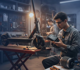 Person-working-on-an-electric-scooter-in-a-workshop